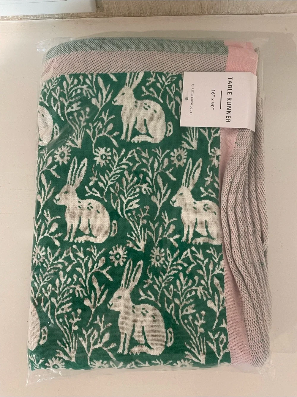New! NWT Anthropologie Bunny Jacquard Table Runner